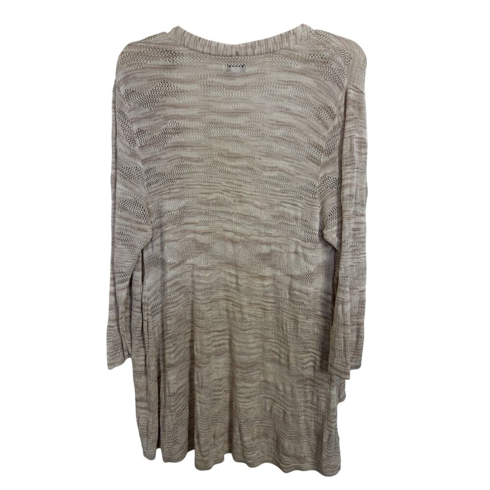 Pointelle Oatmeal Lightweight Open Front Cardigan Size XL Boho Layering Beach - Picture 2 of 5